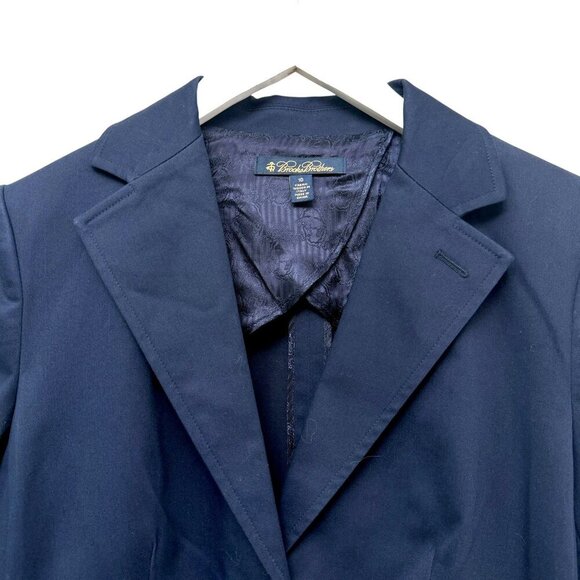 BROOKS BROTHERS Womens Blazer Size 10 Navy Blue Size Cotton Chino Classic Preppy - Picture 3 of 13